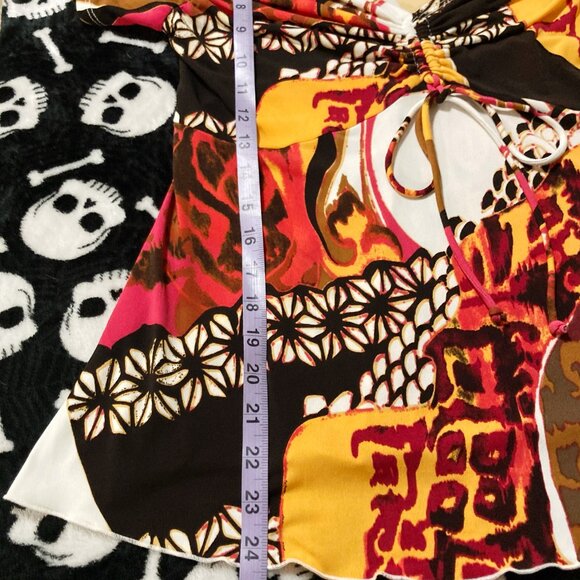 CLIENTELE Leopard floral abstract print v-neck short sleeve top ~ LARGE XL shirt - Picture 6 of 14